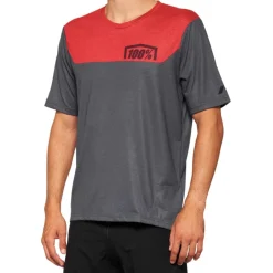 100% Airmatic Fietsshirt met Korte Mouwen Heren - charcoal/racer red