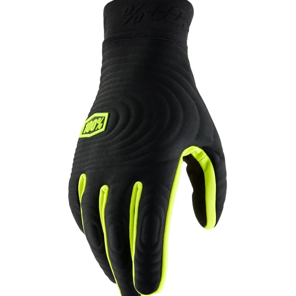 100% Brisker Xtreme Fietshandschoenen - zwart/fluo yellow