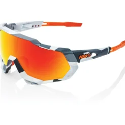 100% Speedtrap Bril - Soft Tact Grey Camo - HiPER Red Multilayer Mirror | Clear