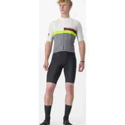 Castelli A Blocco Fietsshirt met Korte Mouwen Heren - ivory/bordeaux-electric lime-sedona sage 365