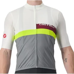 Castelli A Blocco Fietsshirt met Korte Mouwen Heren - ivory/bordeaux-electric lime-sedona sage 365