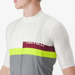 Castelli A Blocco Fietsshirt met Korte Mouwen Heren - ivory/bordeaux-electric lime-sedona sage 365