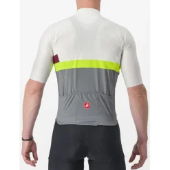 Castelli A Blocco Fietsshirt met Korte Mouwen Heren - ivory/bordeaux-electric lime-sedona sage 365
