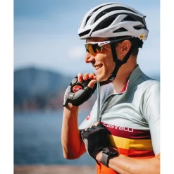 Castelli A Blocco Fietsshirt met Korte Mouwen Heren - ivory/bordeaux-electric lime-sedona sage 365