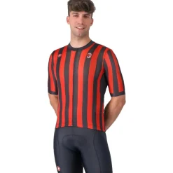 Castelli AC Milan Competizione 3 Fietsshirt met Korte Mouwen Heren - home red/black 001