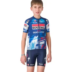 Castelli Aero Fietsshirt met Korte Mouwen Team Soudal Quick-Step Kinder - blue/red 150