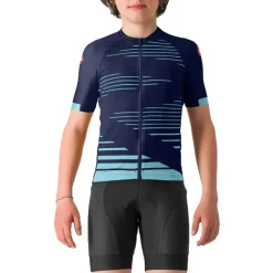 Castelli Aero Fietsshirt met Korte Mouwen Kinder - belgian blue/pool blue 424