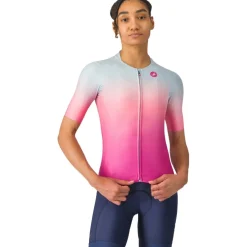 Castelli UPF Damestrui met korte mouwen - winter sky/violet pink 486