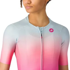 Castelli UPF Damestrui met korte mouwen - winter sky/violet pink 486
