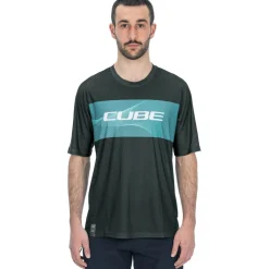 CUBE VERTEX Fietsshirt met Korte Mouwen en Ronde Hals Heren - grey´n´mint