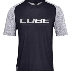 CUBE VERTEX Fietsshirt met Korte Mouwen en Ronde Hals Heren - zwart