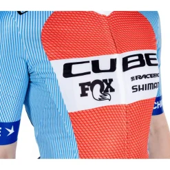 CUBE X Factory Racing Road/XC-Fietshirt met Korte Mouwen Dames - blue´n´orange