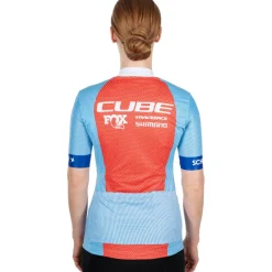CUBE X Factory Racing Road/XC-Fietshirt met Korte Mouwen Dames - blue´n´orange