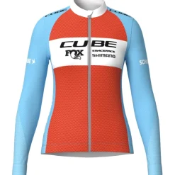 CUBE X Factory Racing Road/XC-Fietshirt met Lange Mouwen Dames - blue´n´orange