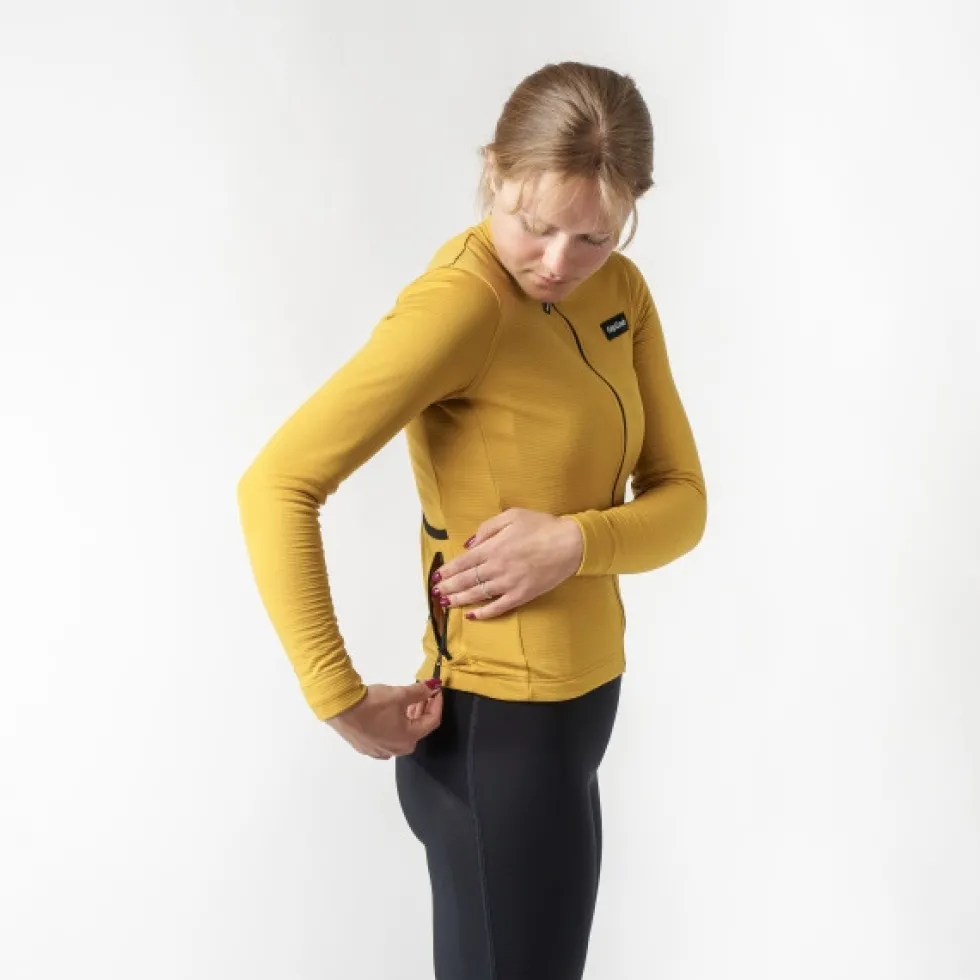 GripGrab EXPLR Merinotech Thermo Fietsshirt met Lange Mouwen Dames - Mustard Yellow