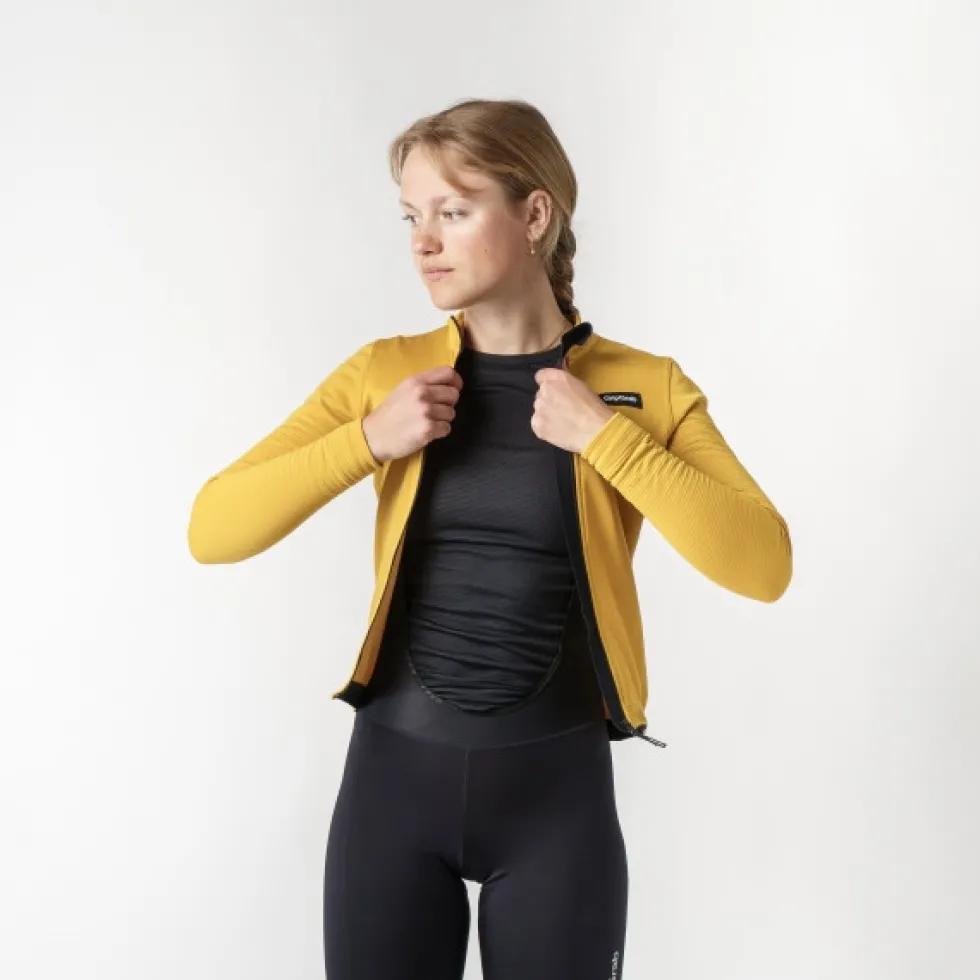 GripGrab EXPLR Merinotech Thermo Fietsshirt met Lange Mouwen Dames - Mustard Yellow