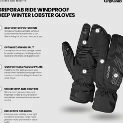 GripGrab RIDE Deep Winter Lobster Winddichte Handschoenen - Zwart