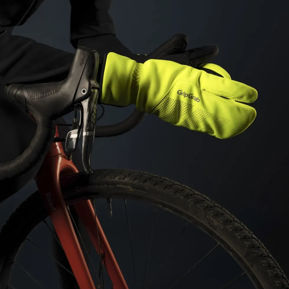 GripGrab RIDE Deep Winter Lobster Winddichte Handschoenen - Yellow hi-vis