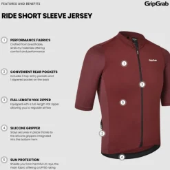 GripGrab RIDE Fietsshirt met Korte Mouwen Heren - Dark Red