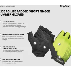 GripGrab RIDE RC Lite Padded Korte-Vinger Handschoenen - Yellow Hi-Vis
