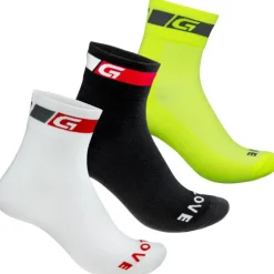 GripGrab Tricolore Regular Cut Sokken - Set van 3 - Zwart/Wit/Fluo Yellow