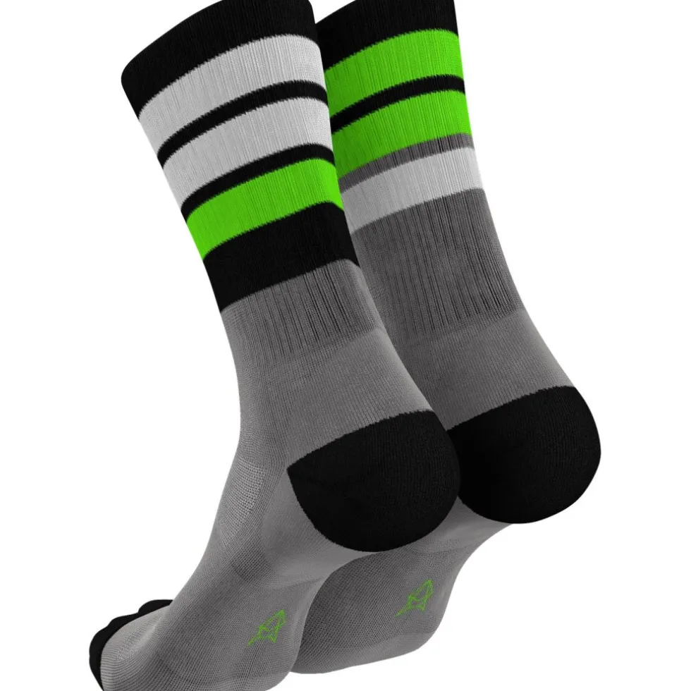 INCYLENCE Merino Strive Sokken - Light Grey Neon Green
