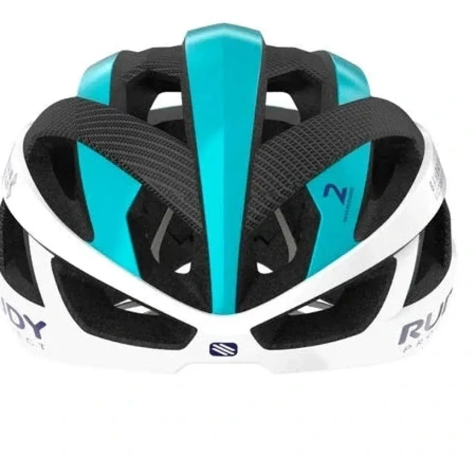 Rudy Project Rebel Helm - Team Bahrain Victorious 2025 - White/Bluegreen Glossy
