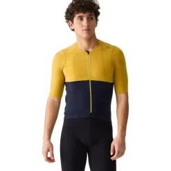 Velocio Merino Luxe Colorblock Fietsshirt Heren - Sulphur/Navy
