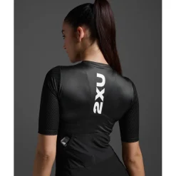 2XU Aero Hex Sleeved Trisuit Dames - zwart/wit